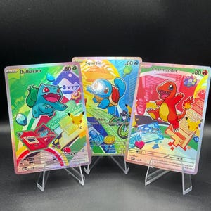 Pokémon 037 Bulbasaur, 038 Charmander, 039 Squirtle Series 1 1st Partner illustration promos