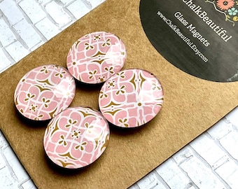 Pink Glass Magnets, Locker Decor, Small Gift Set
