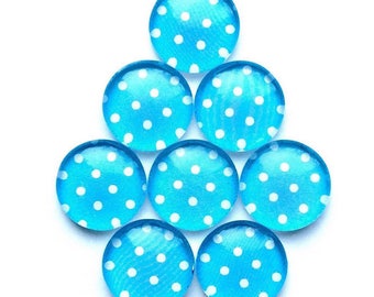 Glass push pins- blue push pins - push pins - office accessories  - office supplies - office decor - polka dots