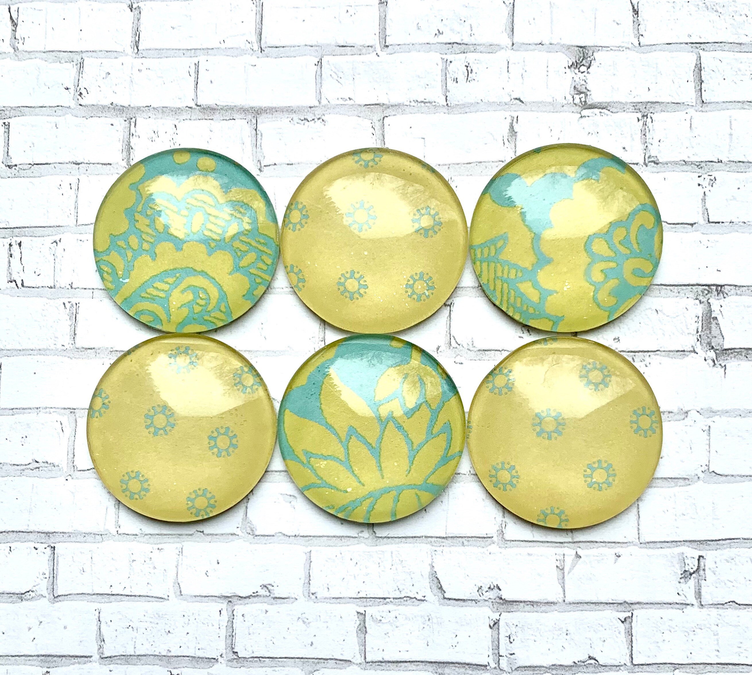 Glass fridge teal decor yellow decor Etsy