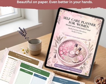 Self Care Planner for Women, Wellness Journal, Mood Tracker, Habit Tracker (Digital Download)