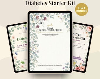 Diabetes Starter Kit Printable | Meal Planner, Blood Sugar Tracker, Food List | Newly Diagnosed Type 2 & Prediabetes Bundle