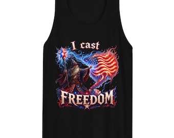 Débardeur Freedom, Débardeur Patriotic Wizard, Vêtements RPG fantastiques, Chemise américaine ringard, Débardeur Freedom Graphic, Cadeau estival pour gamer