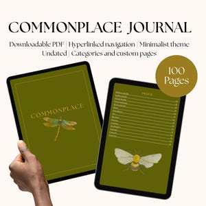 Cuaderno de notas digital / Diario con hipervínculos sin fecha (PDF) / Verde oliva y dorado