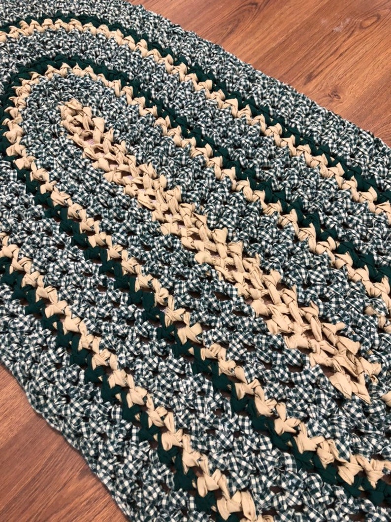 Forest Glen Rug Crochet 46x24 Rag Area Rug Oval Etsy