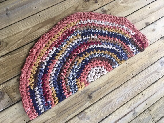 Farmhouse Half Circle Kitchen Rug Crochet 38 Rag Area Etsy