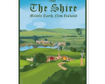 Hobbiton, The Shire Poster (Lord of the Rings)
