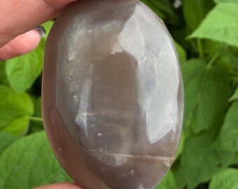Black Moonstone Palm Stone | Polished Worry Stone, Meditation Crystal, Madagascar Origin