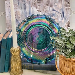 Blue Carnival Glass - Etsy