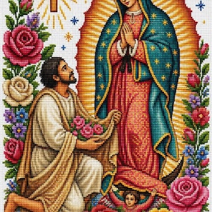 Virgen de Guadalupe y San Juan Diego Cross Stitch Pattern - PDF & Pattern Keeper / Paradise Compatible".