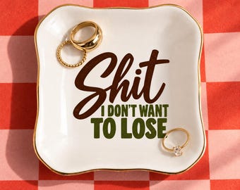 Funny Gift Her Jewelry Holder Ceramic Trinket Dish Ring Gold Catchall Tray Home Decor Small Best Friend Housewarming Stocking Stuffer Women