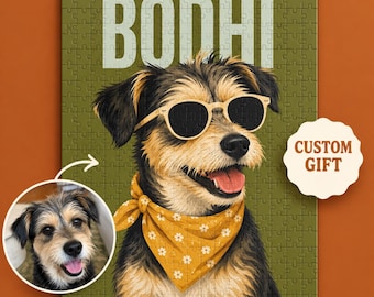 Personalized Pet Photo Puzzle Game Birthday Present Dog Owner Gift Idea Cat Portrait Jigsaw Activity Keepsake Memorial Tribute Artwork