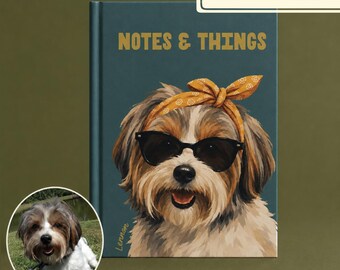Custom Pet Portrait Notebook Hardcover Puppy Book Personalized Dog Mom Gift Birthday Present Owner Keepsake Memory Journal Photo