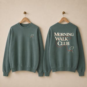 Dog Owner Sweatshirt Walking Crewneck Pet Lover Gift for Her Cozy Graphic Pullover Birthday Gift Idea Christmas Present Women’s Casual Top Blue Spruce