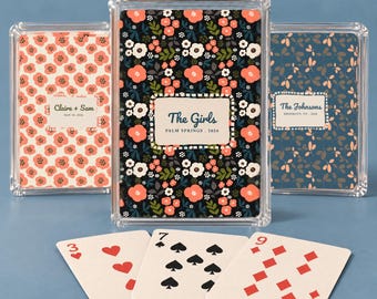 Personalized Playing Cards Custom Deck Floral Design Vintage Inspired Retro Game Night Gift Housewarming Lake House Couples Girls Trip