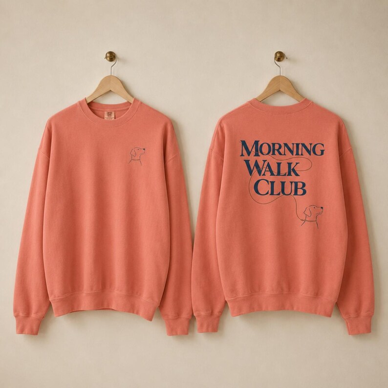 Dog Owner Sweatshirt Walking Crewneck Pet Lover Gift for Her Cozy Graphic Pullover Birthday Gift Idea Christmas Present Women’s Casual Top Terracotta