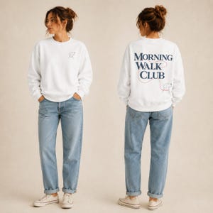 Cozy Dog Sweatshirt Walking Crewneck Women Casual Graphic Pullover Pet Owner Gift for Her Birthday Gift Idea Christmas Present Pet Lover Apparel Dog Parent Clothing Comfortable Everyday Top