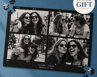 Custom Photo Puzzle Anniversary Gift Personalized Keepsake Memory Tin Friend Present Wedding Couple Memento Family Photograph Jigsaw Game