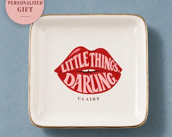 Personalize Jewelry Holder Best Friend Present Ring Dish Ceramic Trinket Tray Catchall Gift Birthday Sister Bridesmaid Custom Name Organizer