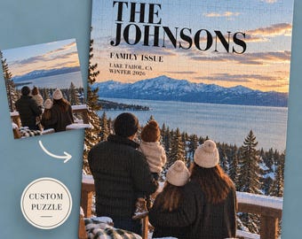 Custom Photo Puzzle Personalized Jigsaw Family Picture Meaningful Gift Wedding Anniversary Memory Gift Magazine Cover Editorial Design Pets