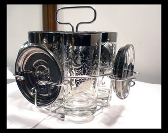 Vintage Mad Men Era, Kimiko Gaurdian Barware Set, cocktail glasses, highball glass