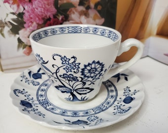 3 Sets of Beautiful Vintage J&G Meakin cups with Saucers, Blue Nordic, England, Elegant Tea Party,  Victorian style tea time