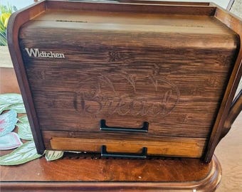 Modern Blue Wooden Bread Box | Extra Large Kitchen Counter Storage | Bread Keeper Container