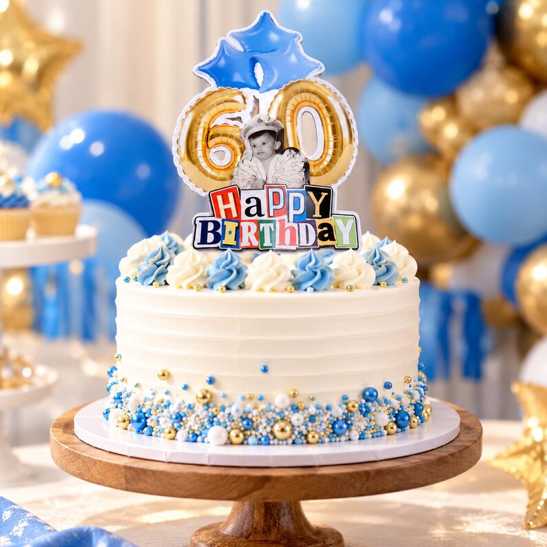 Personalized Photo Birthday Cake Topper, Custom Age Decoration - Etsy