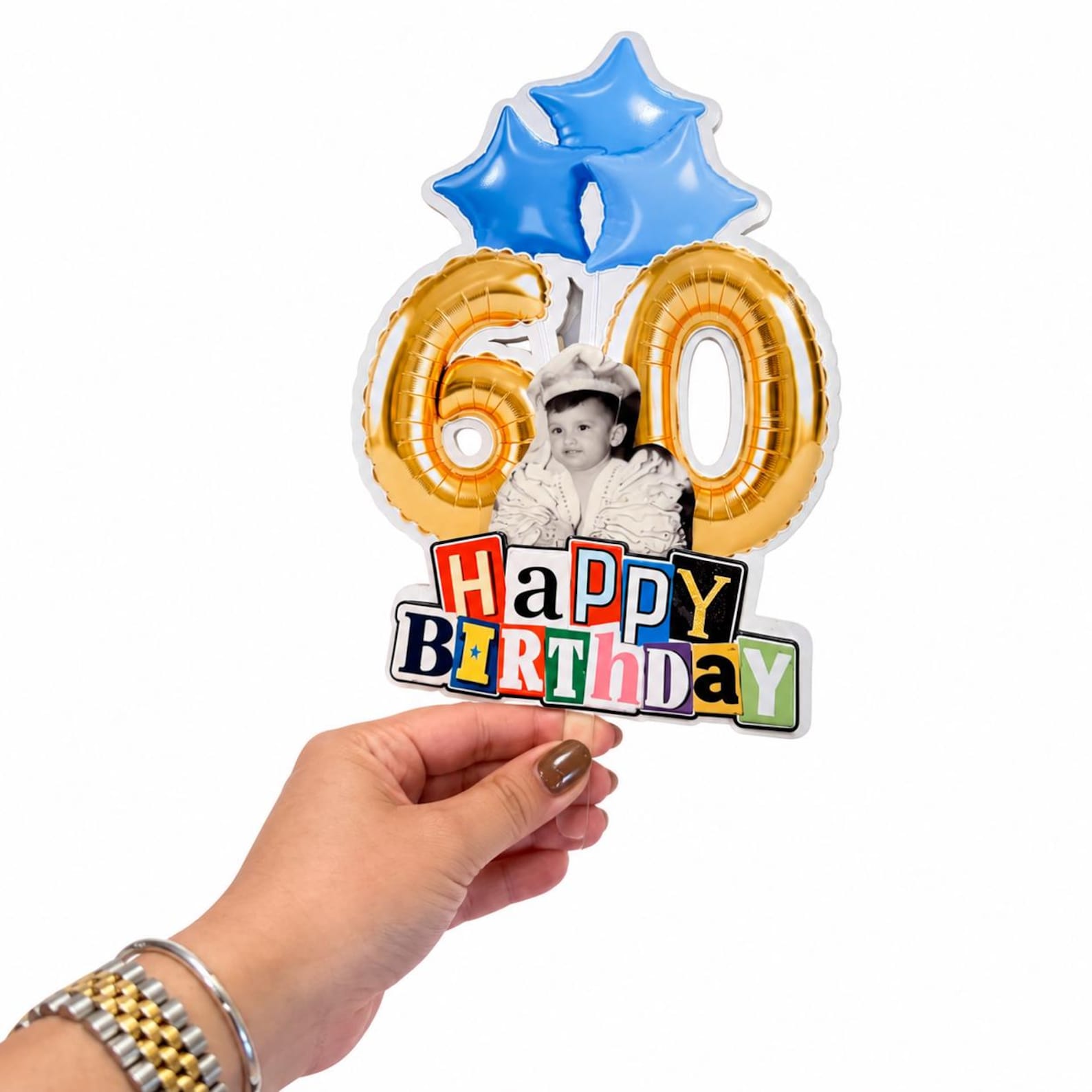 Personalized Photo Birthday Cake Topper, Custom Age Decoration - Etsy