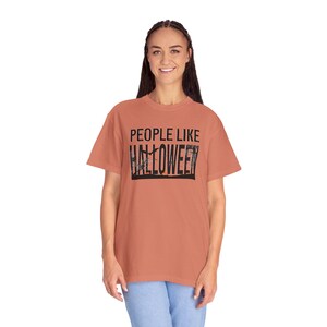 People Like Halloween T-Shirt | Spooky Typography Tee, Moonlit Silhouette Tee image 8