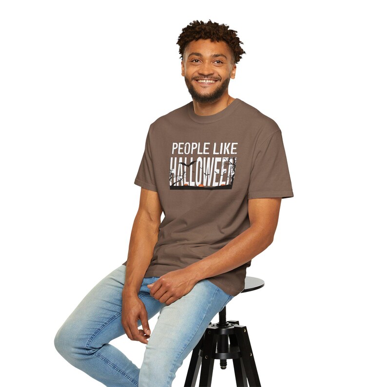 People Like Halloween T-Shirt | Spooky Typography Tee, Moonlit Silhouette Tee image 13