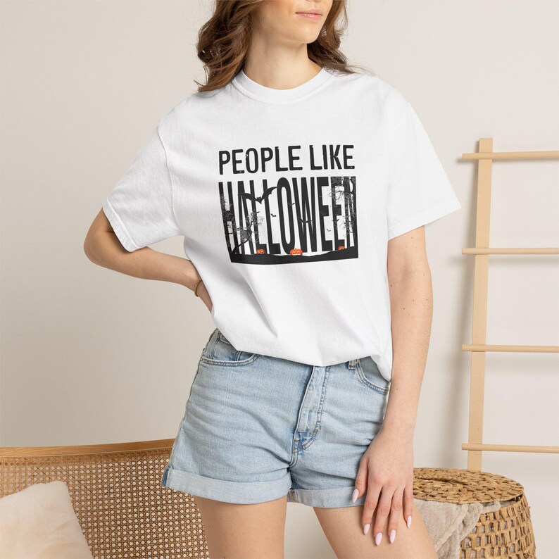 People Like Halloween T-Shirt | Spooky Typography Tee, Moonlit Silhouette Tee image 6
