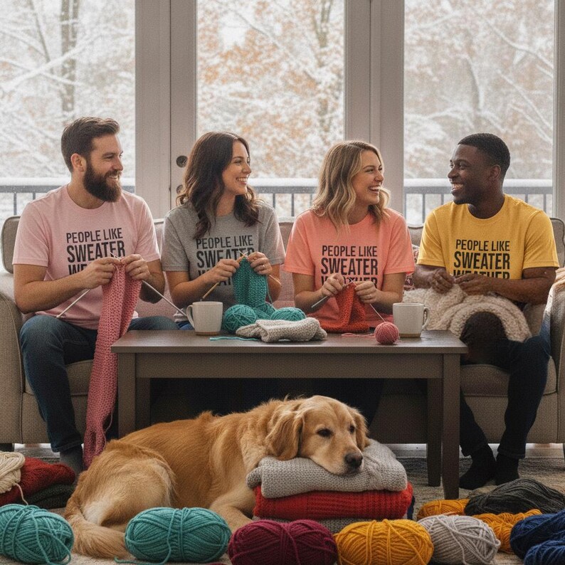 People Like Sweater Weather T-Shirt | Minimal Text Autumn Tee image 15