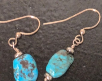 Faux turquoise dangle earrings handmade 1 in