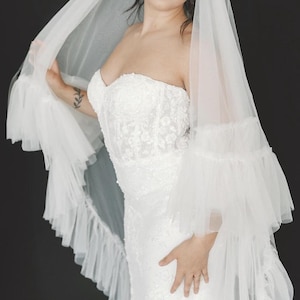 Ruffle Veil - Double Layer Cathedral