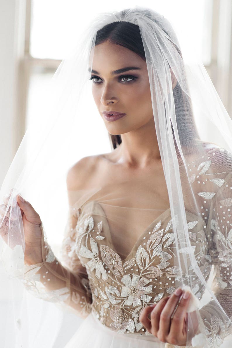 Single Layer Cathedral Length Veil 108 inches image 1