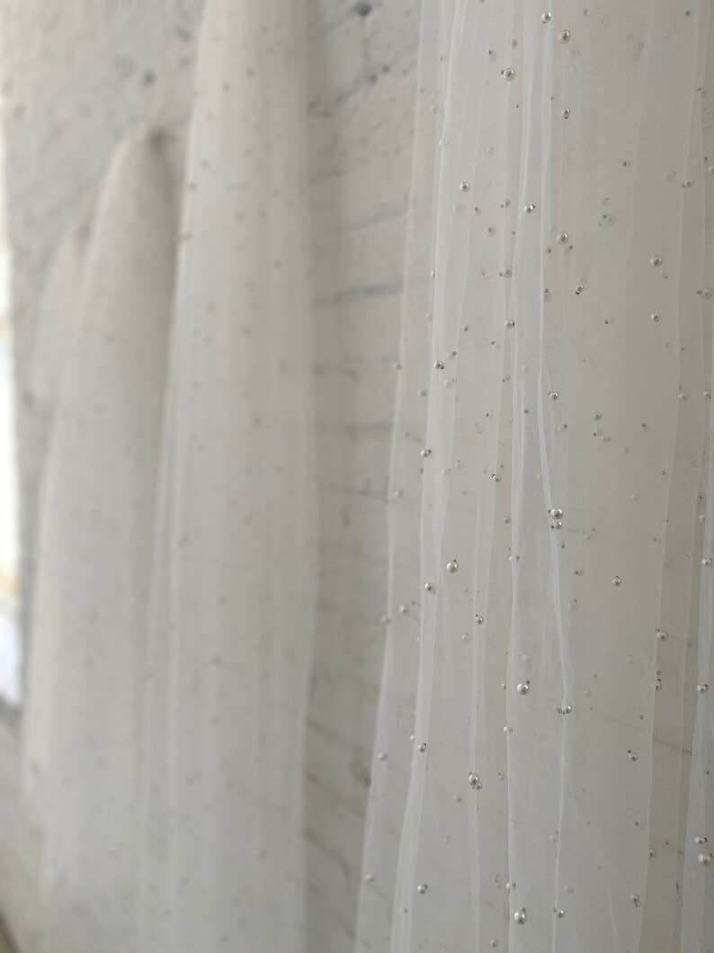 41inch Beaded Pearl Veil Fingertip
