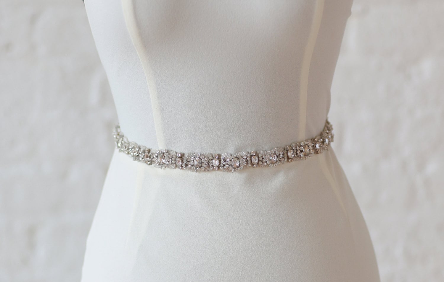 Jaxie Bridal Belt - Pearl, Rhinestone, & Crystal Embellished Demi Belt Sash Jaxie Demi Bridal Belt Ivory Pearl Rhinestone Sash with  main image 2