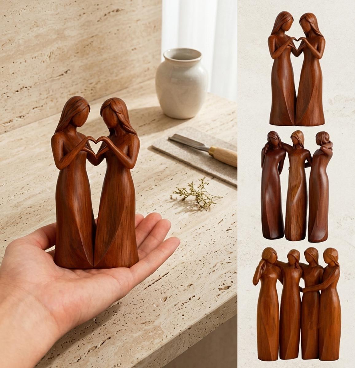 Sister Figurine Friendship Statue, Resin Figurine Sisters Statue, Best Friend Birthday Gift, Gift for Sisters, Handmade Art Home Decor