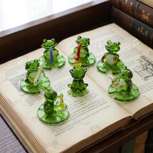 Handblown Miniature Glass Frog Figurines, Frog Sculpture, Whimsical Desk Decor Garden Decor, Unique Gift for Nature Lovers