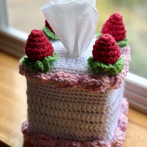 Strawberry Shortcake Tissue Box Cover (Hand-Crocheted)