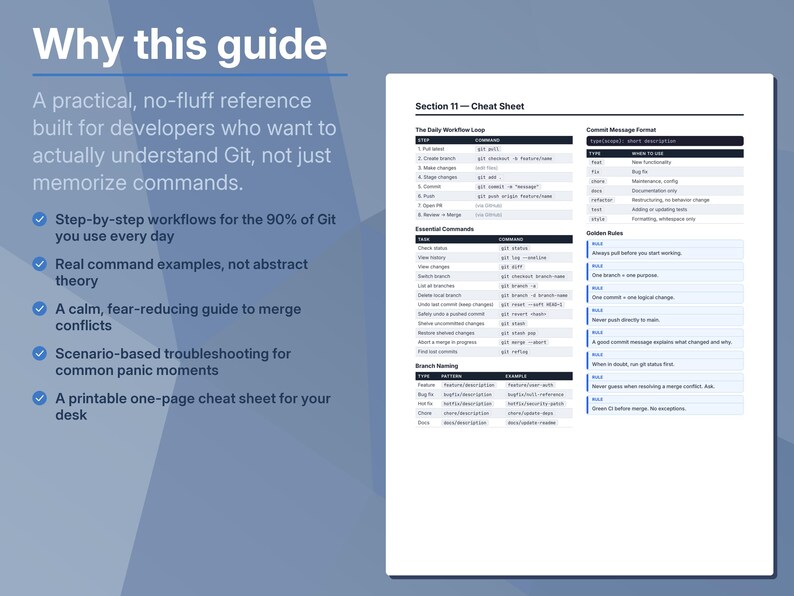 Git & GitHub Companion Guide | Beginner-Friendly PDF | Developer Reference, Cheat Sheet, Workflow Guide image 3