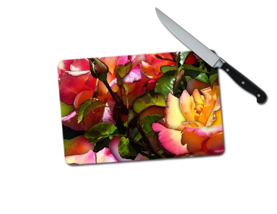 Roses Small Tempered Glass Cutting Board Glass Cutting Board Etsy