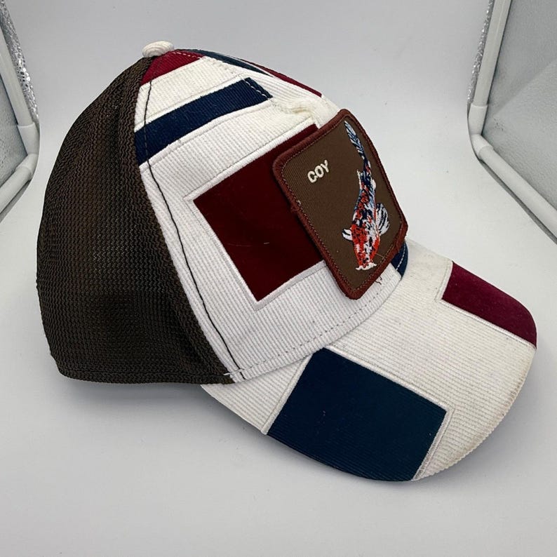 Goorin Bros The Farm Coy Koi Fish Patch Corduroy Patchwork Trucker Hat Snapback image 7