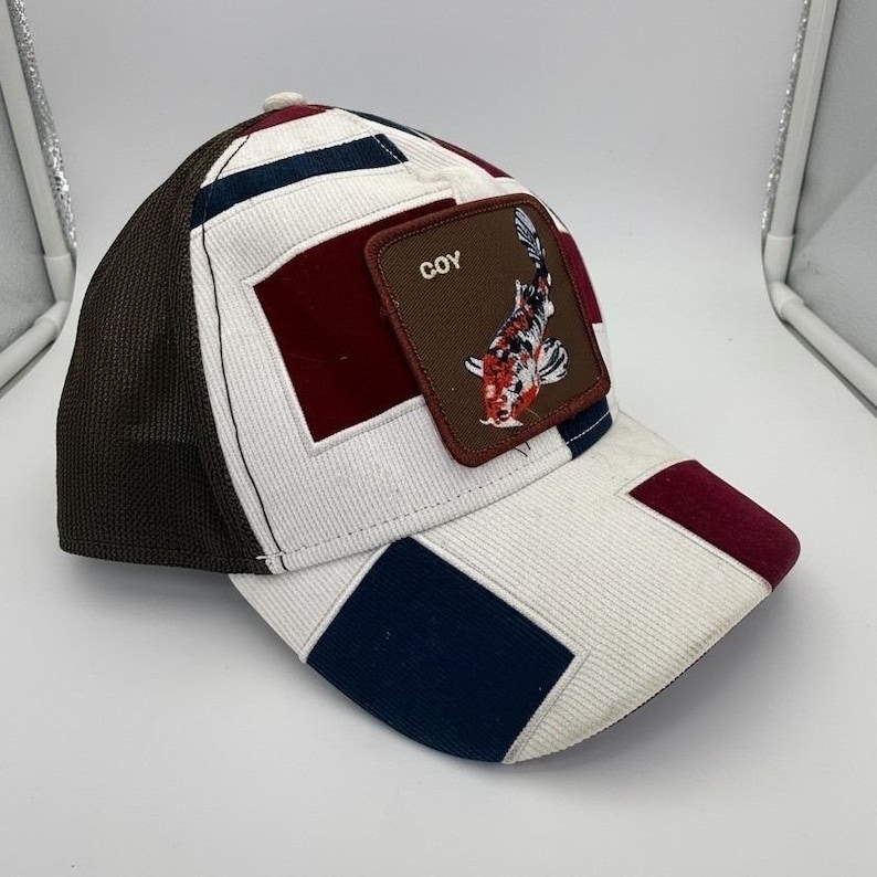 Goorin Bros The Farm Coy Koi Fish Patch Corduroy Patchwork Trucker Hat Snapback image 6