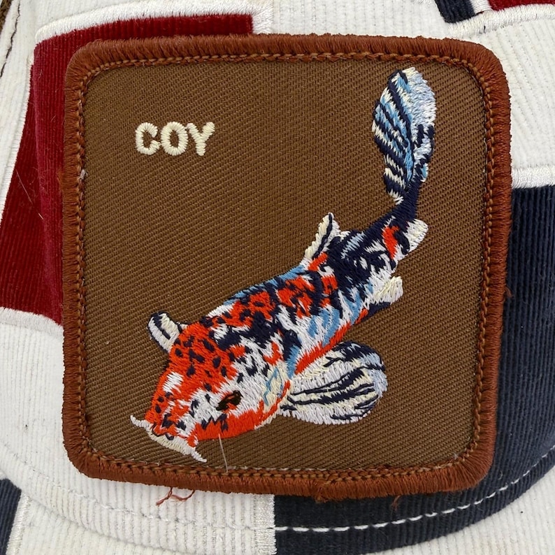 Goorin Bros The Farm Coy Koi Fish Patch Corduroy Patchwork Trucker Hat Snapback image 3