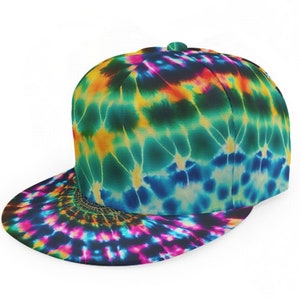 Psychedelic Trippy Tie Dye Baseball Cap Trucker Hip Hop Rave Dj MC Hat Unisex OS Adjustable SnapBack Tied Dyed Rainbow Gift Festival Hippie