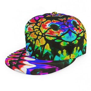 Psychedelic Trippy Hat, Tie Dye Cap, Blue Rainbow Baseball Red Trucker Hip Hop Rave Dj MC Unisex Adjustable SnapBack Hippie Gift Tied Dyed