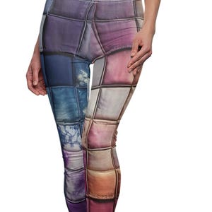Tied Dye Tile Muster Leggings | Farbenfrohe Patchwork Print Leggings Batik Ombré