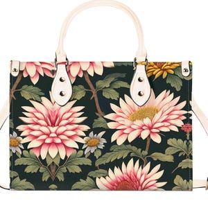 Bolso de mano de piel de crisantemo, cartera con asa superior, monedero de piel de grano superior, bolso de mano de piel auténtica, bolso de hombro de alta costura, regalo para el Día de la Madre